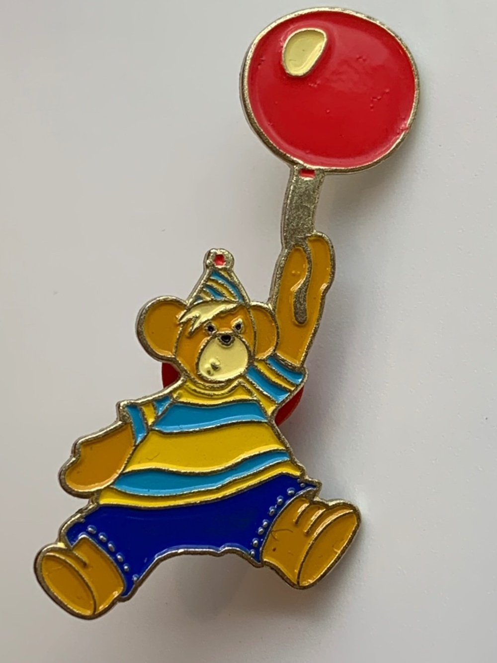 Build-A-Bear Celebration Bear with Balloon Lapel Pin w/ Heart Back